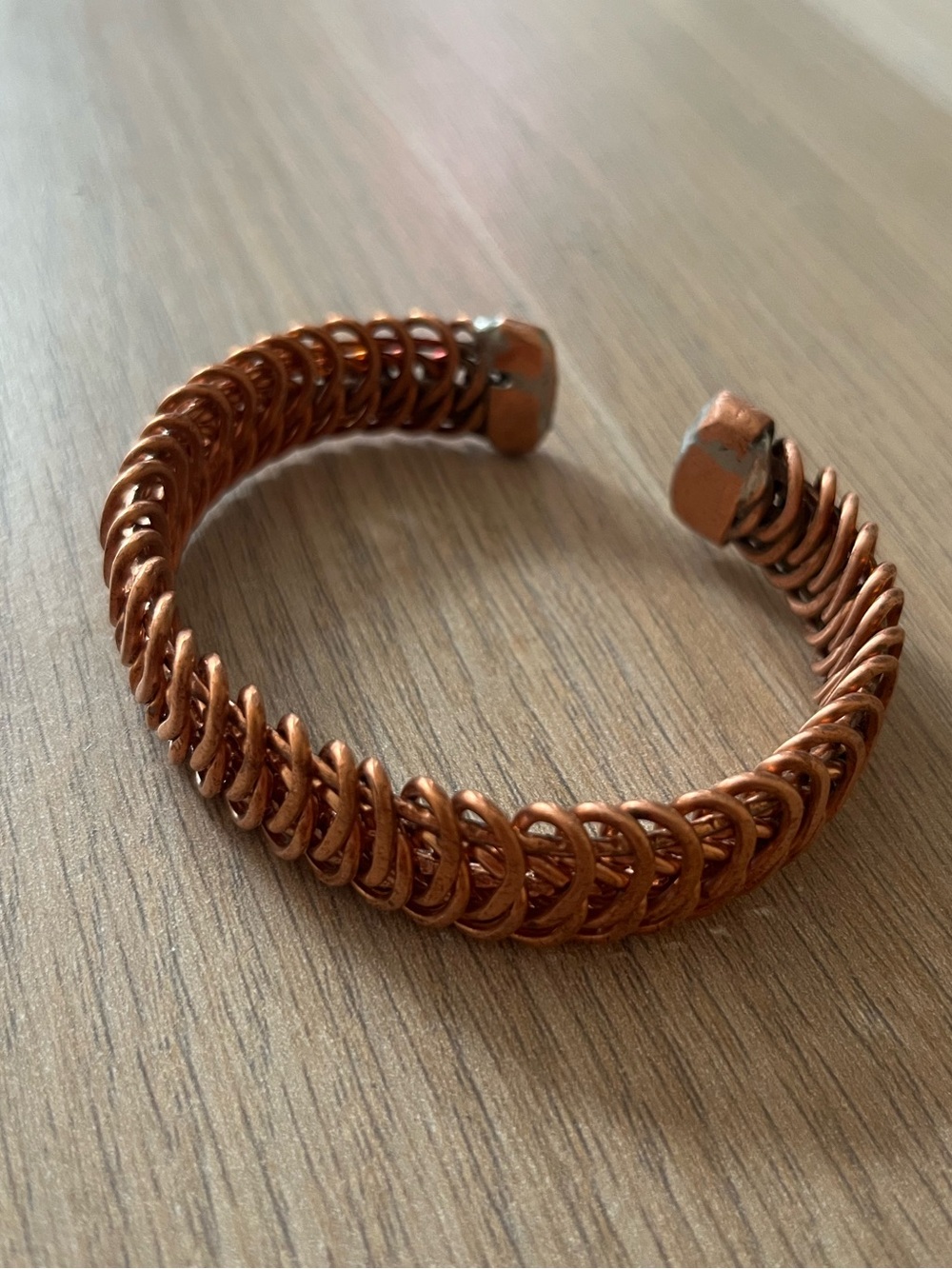 Handmade Solid Copper Coil Open Cuff Bracelet